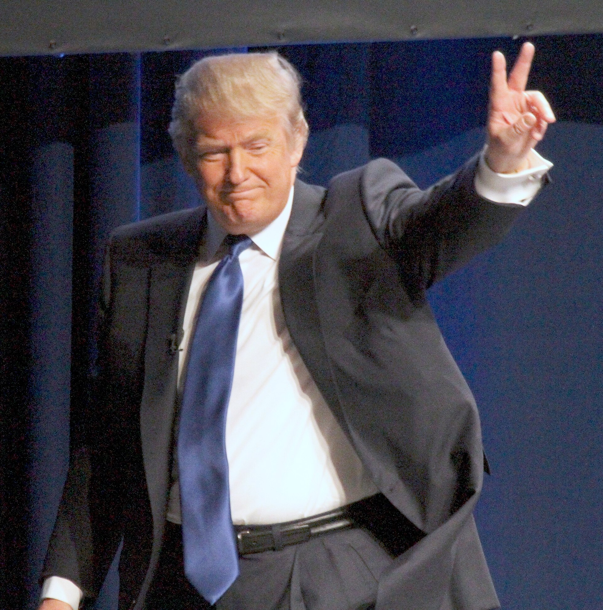 Donald Trump as he exits the stage after speaking at CPAC on 10 February 2011. (Improved)