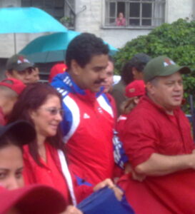 Cilia Flores, Nicolás Maduro y Diosdado Cabello en la marcha del 13 de abril de 2011.