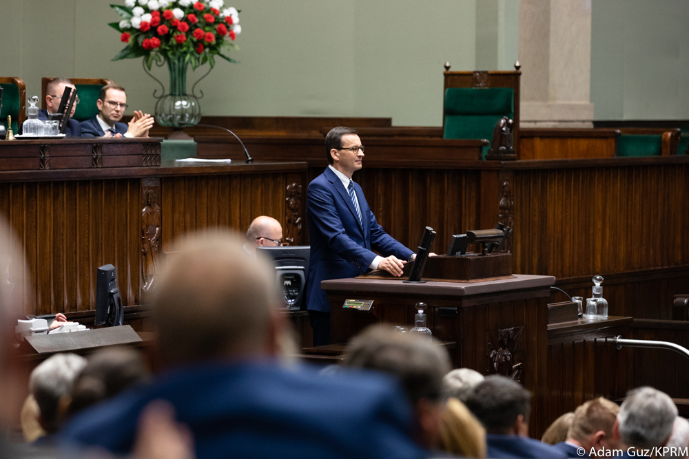 Posiedzenie Sejmu — 2019.07.17 Warszawa - Premier Mateusz Morawiecki wziął udział w 84. posiedzeniu Sejmu. Fot. Adam Guz /